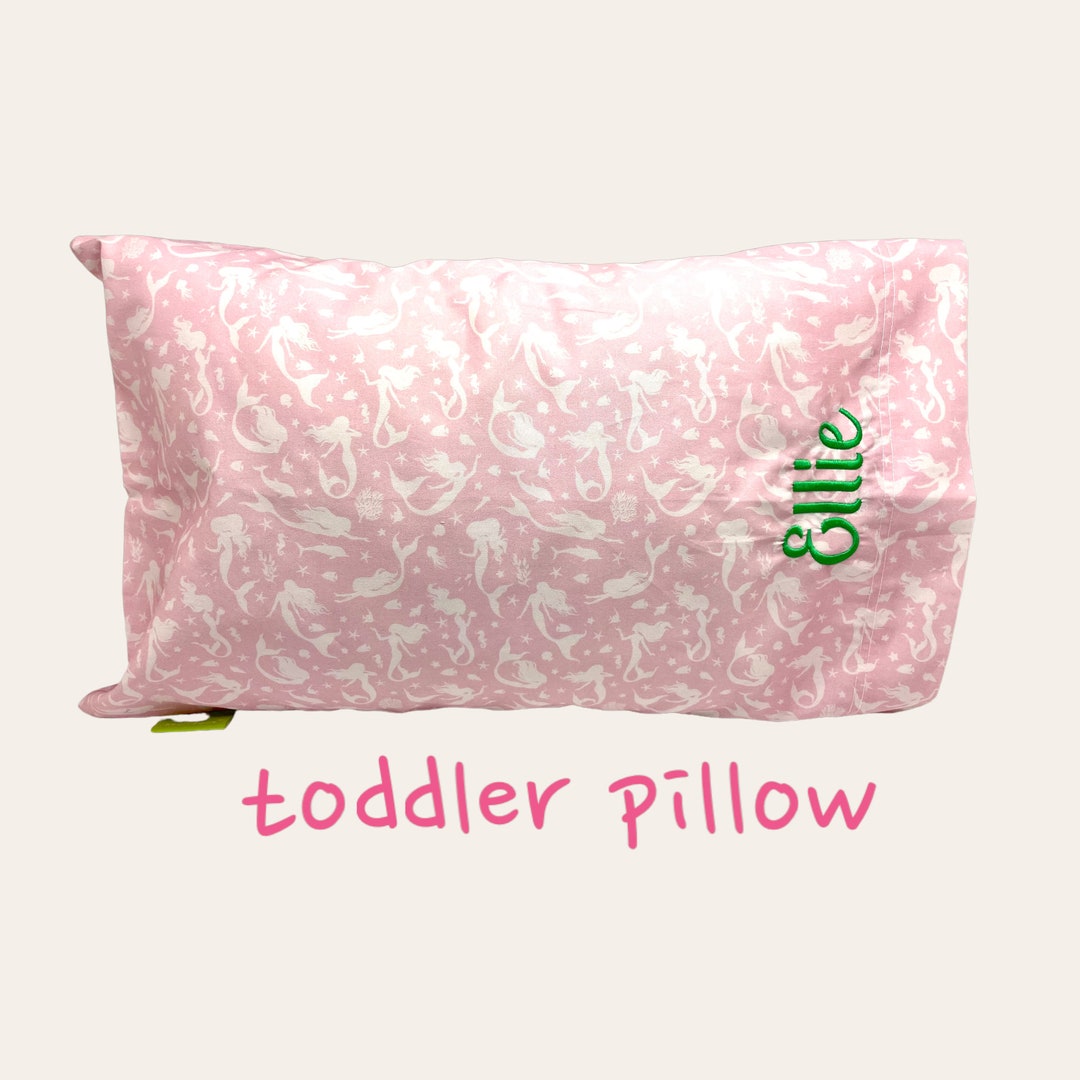 Personalized Toddler Pillow and Cover, Mermaid Monogram Pillowcase 1st