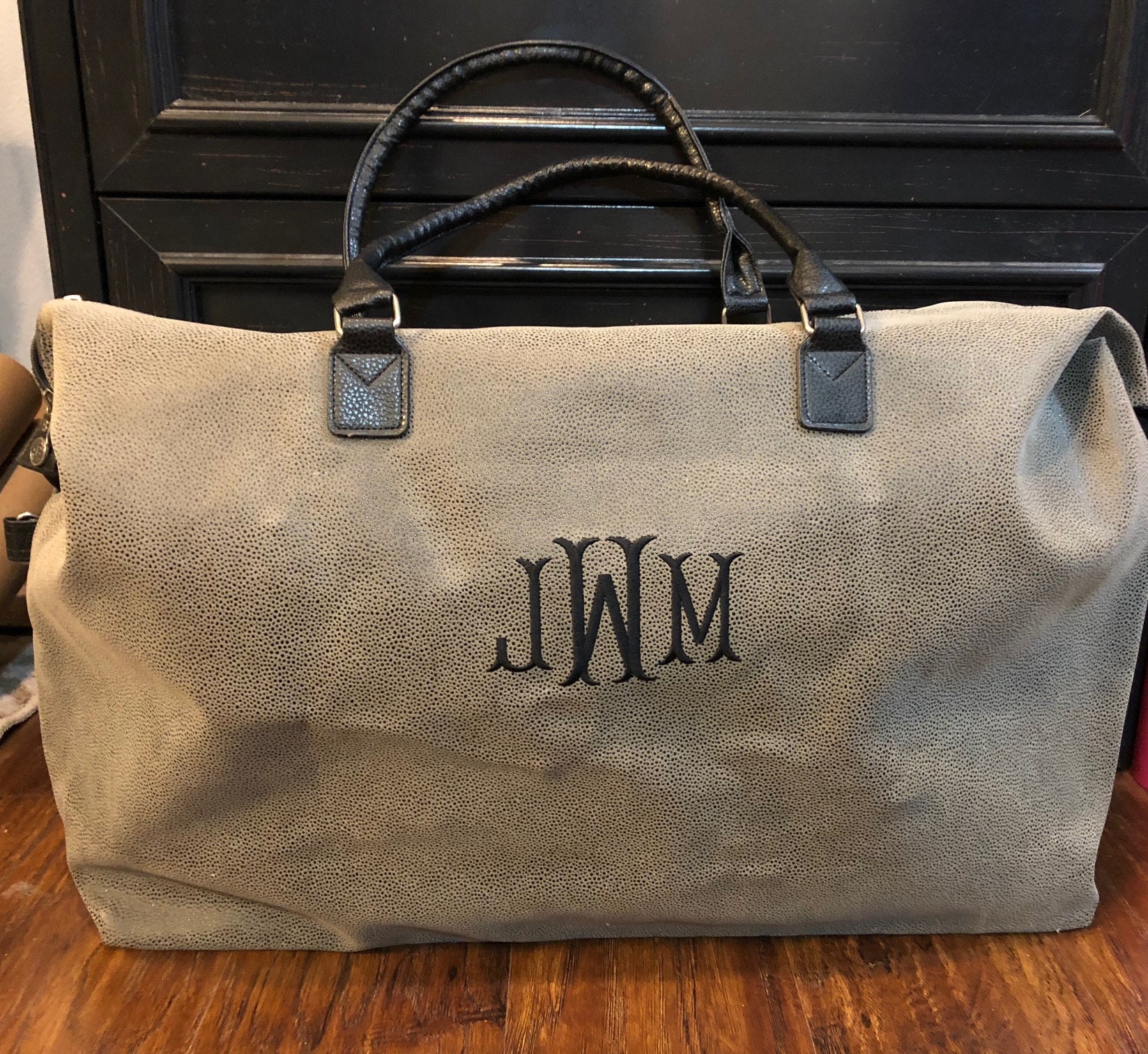 Monogram weekender bag vegan leather personalized duffel bag | Etsy