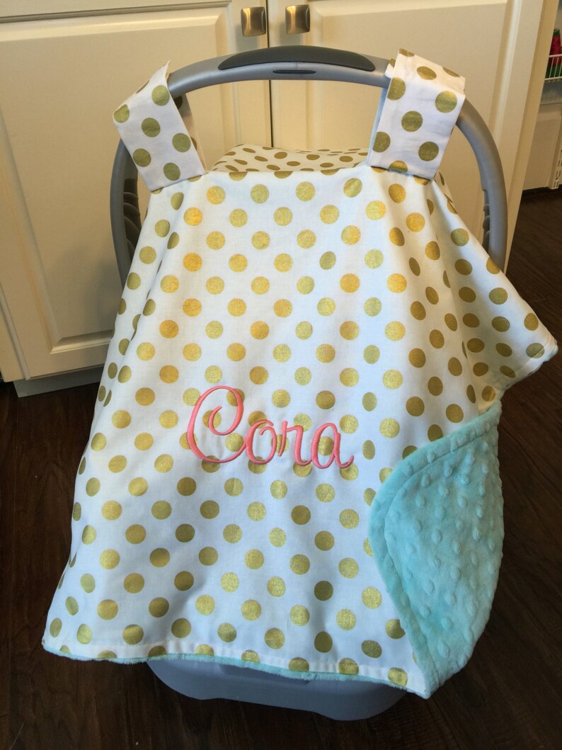Personalized Baby Carseat Canopy Monogram Car Seat Cover Etsy