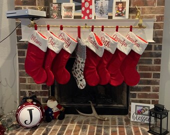 FAST SHIP Personalized Red Velvet Christmas Stocking: Monogrammed Traditional Family Decor