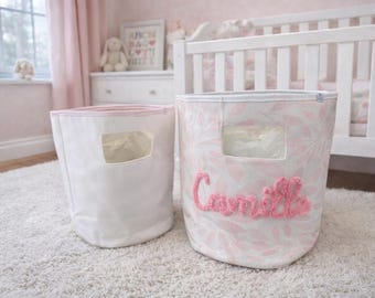 Personalized Chenille Nursery Storage Set – Luxury Baby Shower Gift (Set of 2)