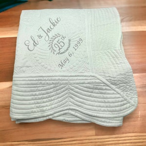 Personalized 50th Anniversary Gift for Parents, Gift for Couples, Wedding Anniversary Quilt, Monogrammed 25th 50th 10th Anniversary gift
