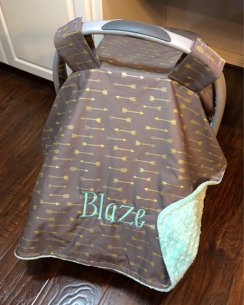 Personalized baby carseat canopy monogram car seat cover Etsy