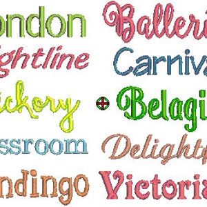 Pu&ograve; includere: Una collezione di parole colorate, tra cui Londra, Nightline, Hickory, Classroom, Mandingo, Ballerina, Carnevale, Bellagio, Delightful e Victorian.