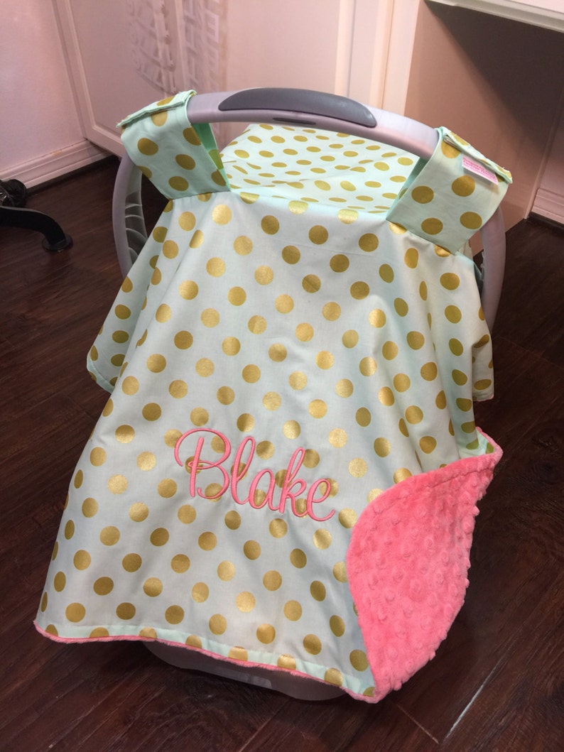 Personalized Baby Carseat Canopy Monogram Car Seat Cover Etsy