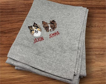 Custom Pet Blanket: Embroidered Portrait, Personalized Name, 50x60 Fleece Throw