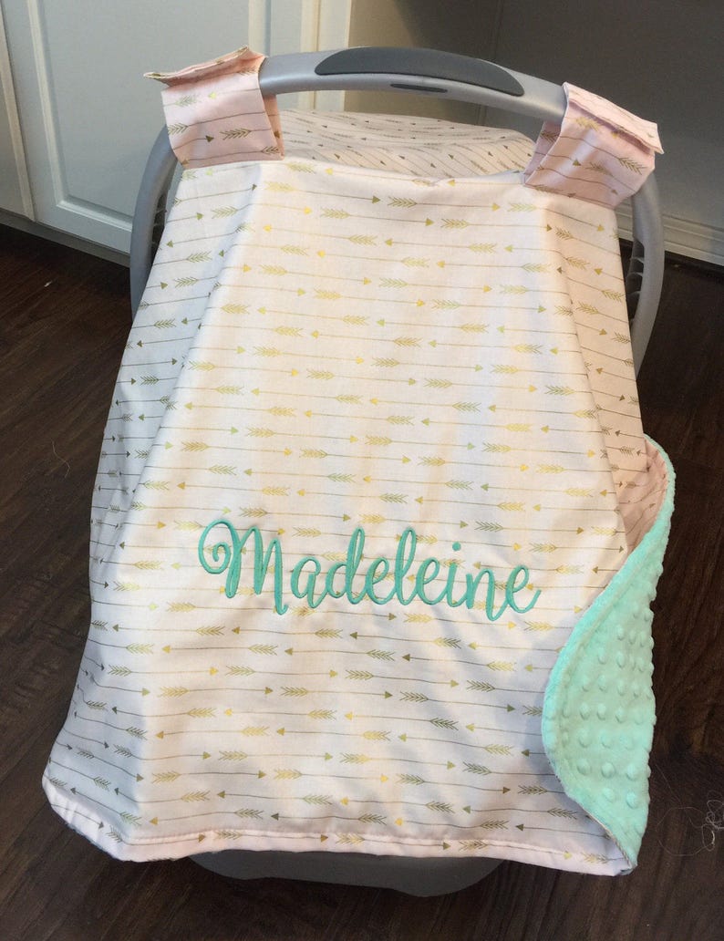 Personalized Baby Carseat Canopy Monogram Car Seat Cover Etsy