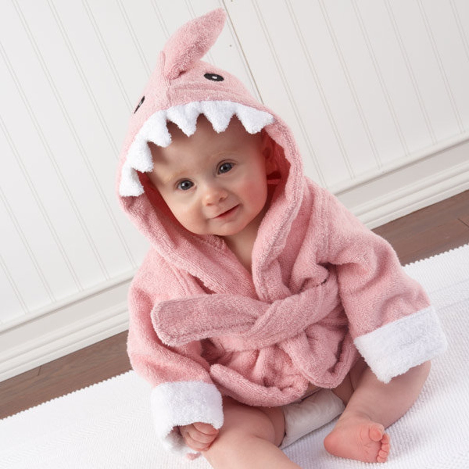 Personalized Baby Bath Robe Hooded Shark Baby Robe With Etsy