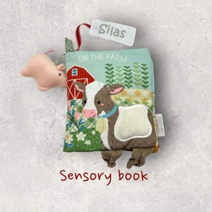 Personalized Farm Baby Soft Book – Farm Animal Sensory Busy Book, Monogrammed Quiet Book, 1st Birthday or Baby Shower Gift