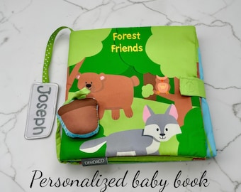 Personalized Baby Book with Sounds | Woodland Baby Shower Gift | Forest Animals Baby Gift | Baby Name Sensory Book