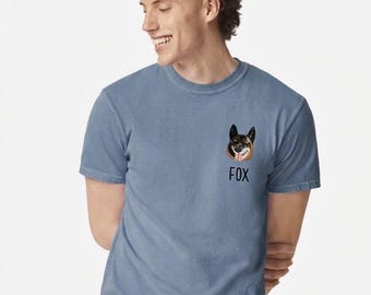 Custom Embroidered Pet Portrait Shirt | Comfort Colors Pet Lover Gift