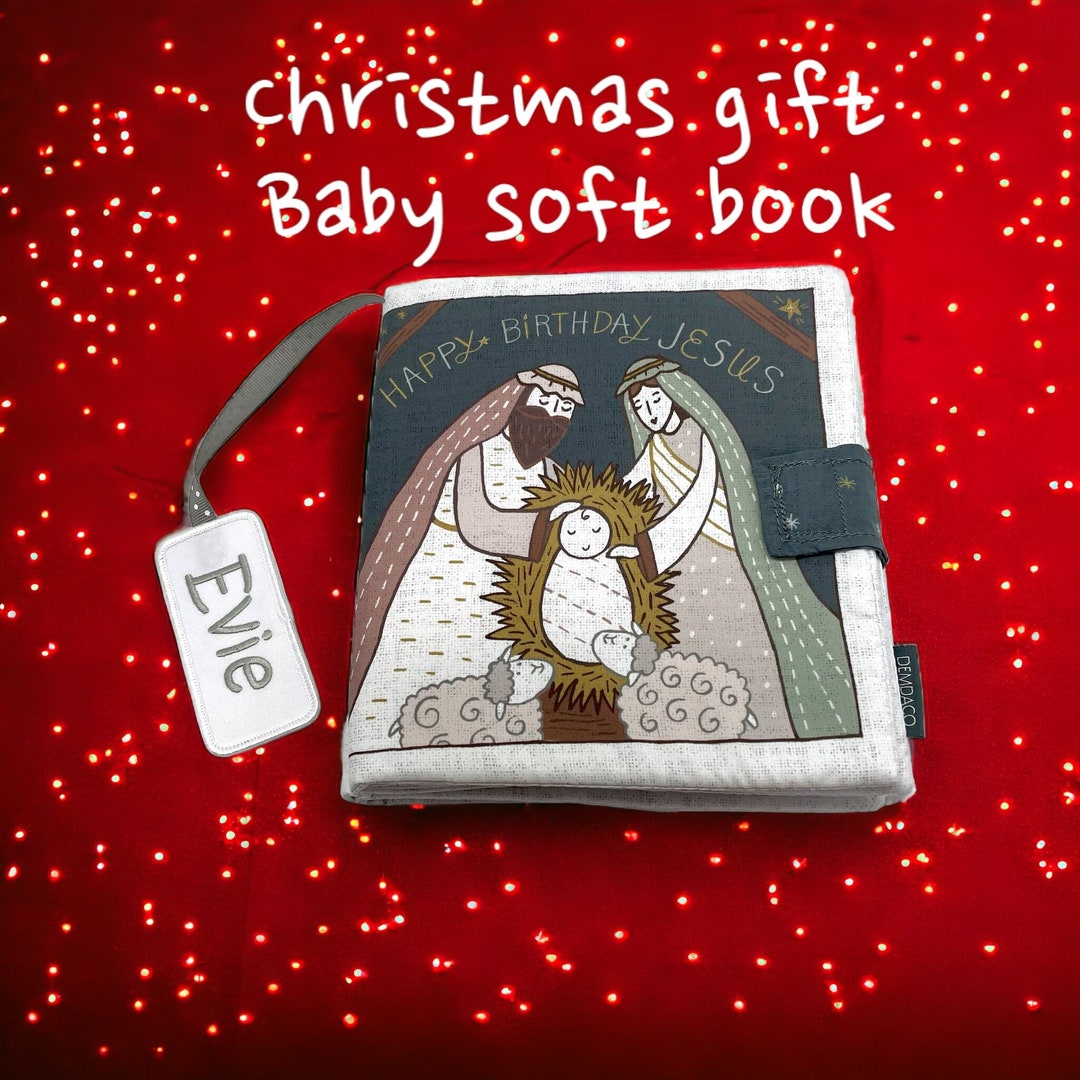 Personalized Christmas Baby Soft Book, Happy Birthday Jesus Christian