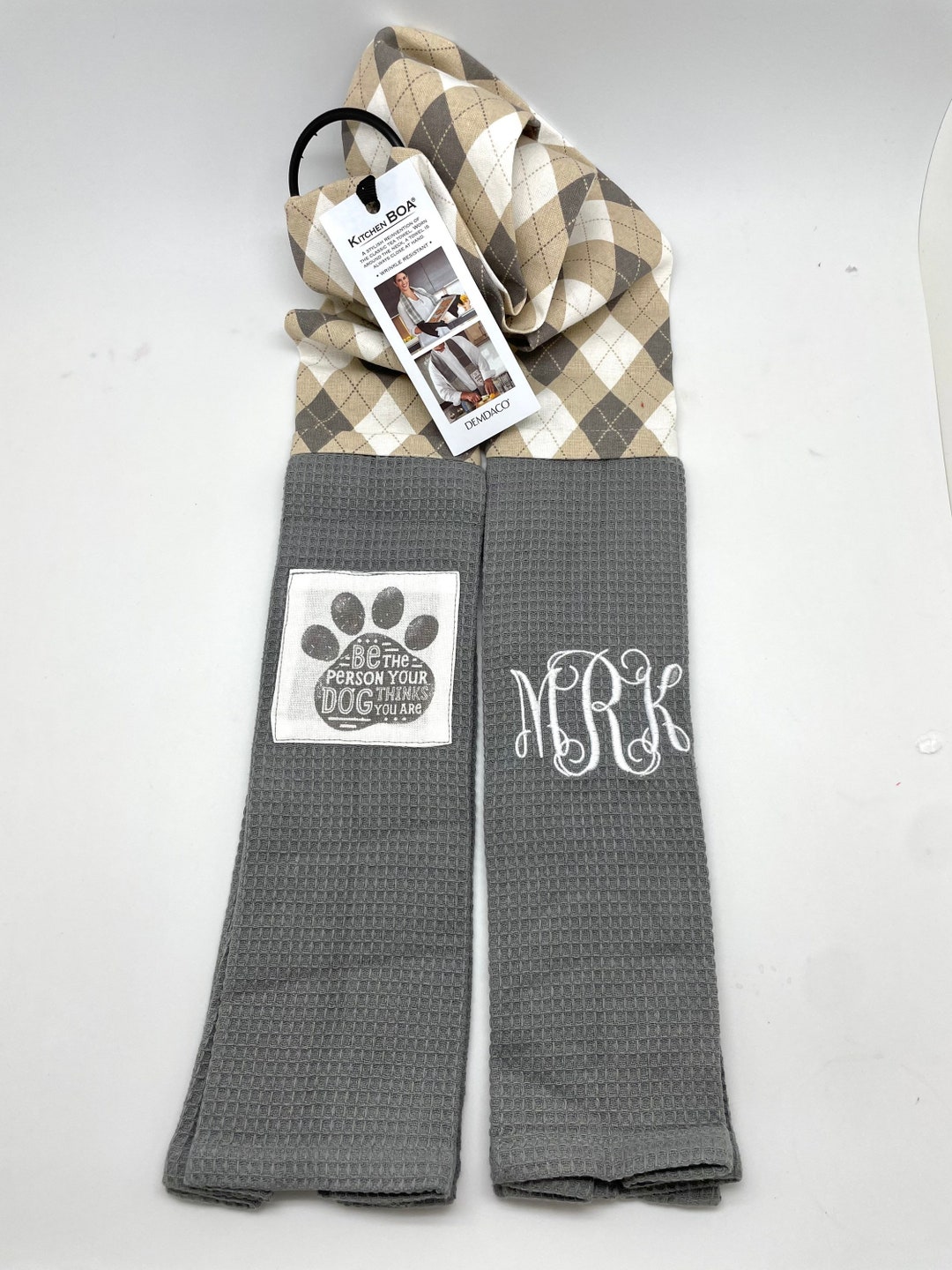 Personalized Kitchen Boa Towel Scarf, Kitchen Accessories, Monogrammed