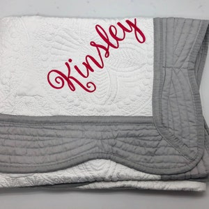Personalized Baby Girl Quilts, cotton baby quilts, newborn girl gift, monogrammed baby blanket, unique new baby gift