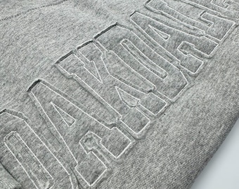 Custom Raggy Letter Sweatshirt, Tone on Tone Applique, Personalized School Spirit Crewneck, Monochromatic Game Day Top