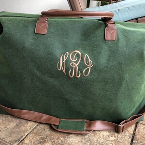 monogrammed leather weekender bag