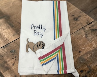 Personalized Dachshund Kitchen Towel, Funny Wiener Dog Gift, Custom Doxie Dish Towel, Dog Mom Gift, Embroidered Dachshund Tea Towel