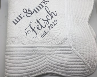 Personalized Wedding Quilt Couple Gift, 5th Anniversary Gift, Unique Wedding Gift, Custom Wedding Gift for Newlyweds, Cotton Quilt