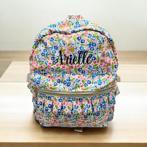Floral Kids Backpack – Personalized Ruffle Bag for Girls; toddler backpack for preschool, book bag for kindergarten