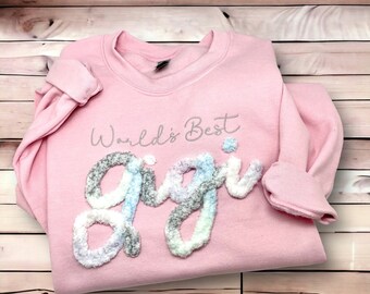 Custom Chenille Yarn Grandma Sweatshirt, Personalized Mother's Day Gift