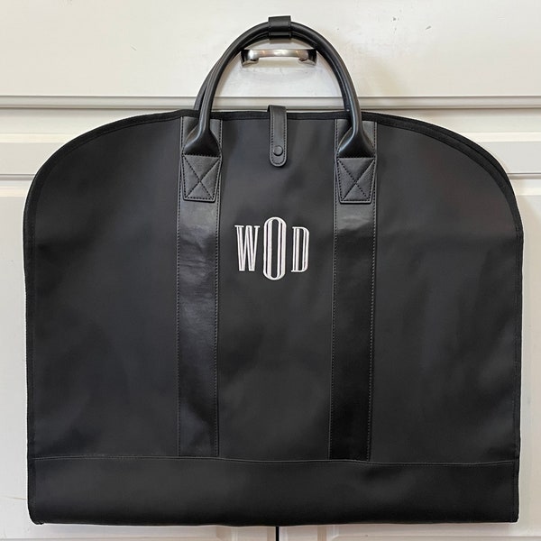 Monogram hanging garment bag, water resistant personalized suit bag luggage, unisex travel bag for men, dress bag for men college graduation