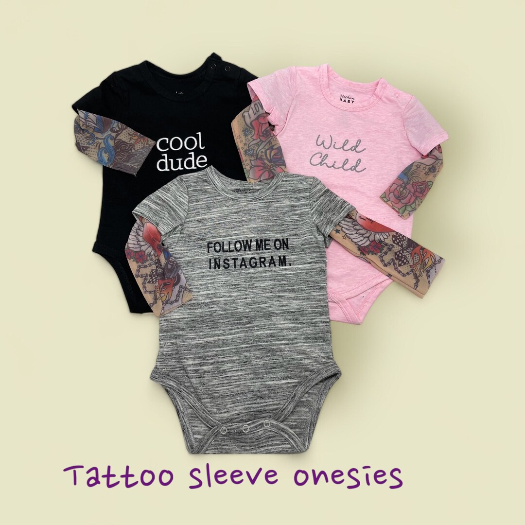 Tattoo Sleeve Onesie for Baby, Tattoo Snapshirt Unisex New Baby - Main Image