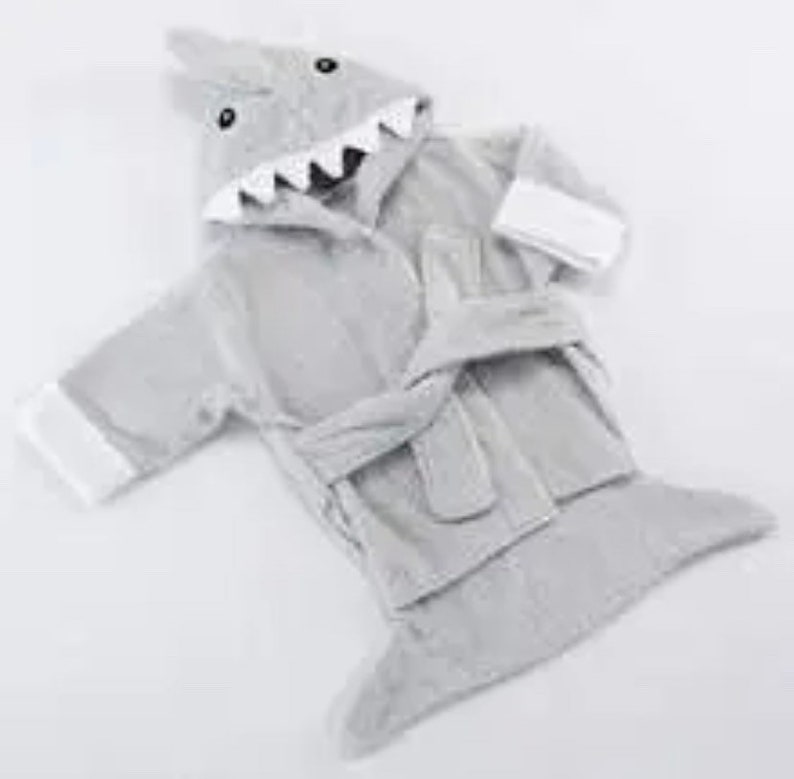 Personalized Baby Bath Robe Hooded Shark Baby Robe With Etsy