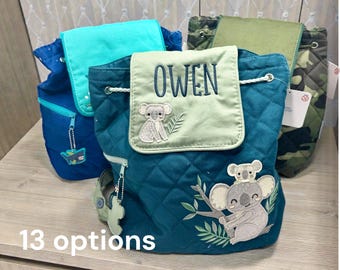 Personalized Stephen Joseph Quilted Backpack: Boy Toddler Bag for Preschool, monogrammed