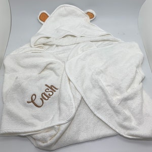 Personalized Baby Hooded Towel, monogrammed baby gift, bear hood bath towel, monogram baby towel, baby boy gift for boys newborn bamboo