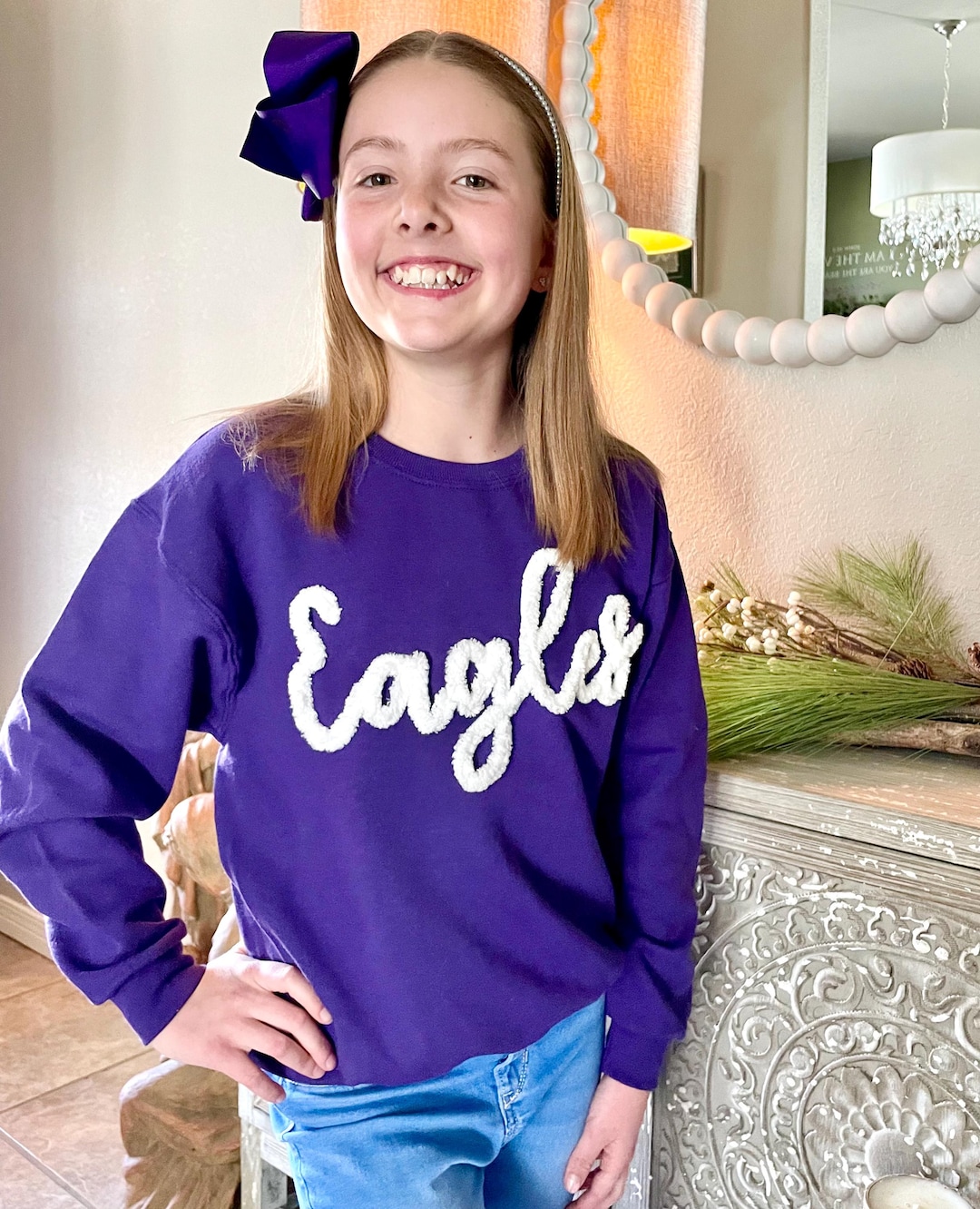 Youth Chenille Letter Sweatshirt | Team Sports Fan Shirts, School