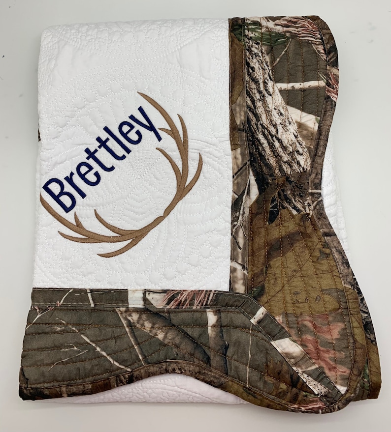 Monogram Baby Quilt Camo Personalized Baby Gift Newborn Baby Etsy
