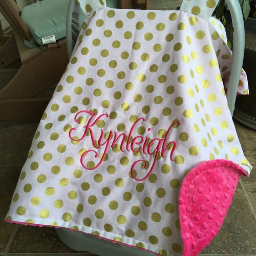 Personalized Baby Carseat Canopy Monogram Car Seat Cover Etsy