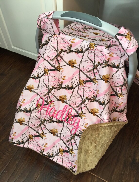 Personalized girl carseat canopy pink 