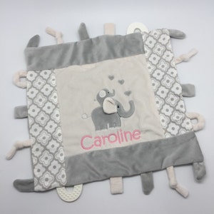 Personalized Elephant Baby Lovey: Sensory Teething Blanket