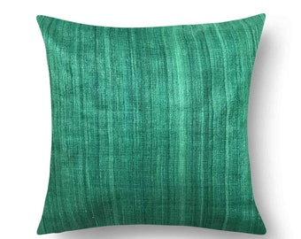 Funda de almohada de seda tussar lisa color gris menta, funda de cojín de seda, regalo ideal, cojín decorativo de seda hecho a mano.