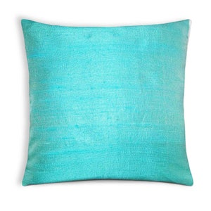 Mint Aqua Pure Dupion Silk Pillow Cover - Aqua Raw Silk Cushion Cover-Decorative Throw Pillow - Custom Size Pillows
