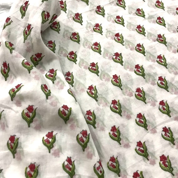Rojo Blanco Floral colección de todos los tamaños de bloque de Mano India Impreso Cushion Covers