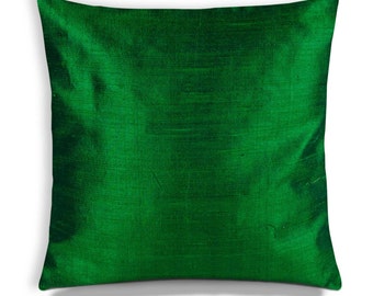Emerald Green Silk Pillow Cover-Emerald Green Silk Cushion Cover-Decorative Throw Pillow Cover-Buy Custom Made