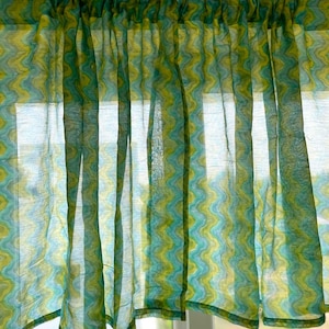 Floral Hand BlockPrinted Chanderi Silk Semi Sheer Kitchen Valance, Privacy Valance for Kitchen, Cafe Curtains, Block Printed Set Of 2 Panels