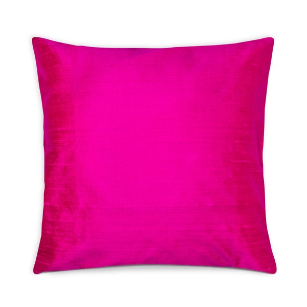 Hot Pink Dupioni Silk Pillow Cover - Hot Pink Silk Cushion Cover - Entryway Decorative Throw Pillow - Wedding Floor Cushions - Wedding Decor