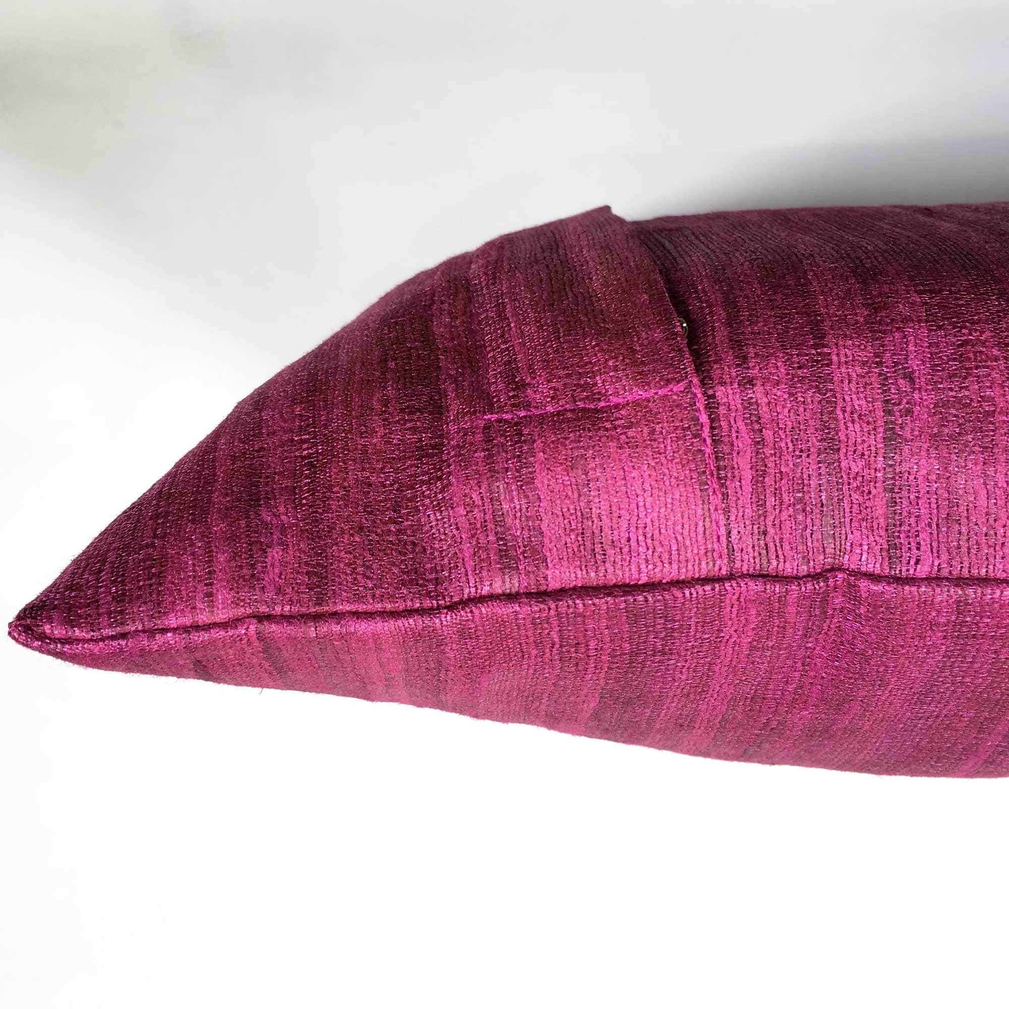 Plum Tussar Silk Pillow Cover Magenta Plum Silk Lumbar Etsy