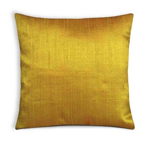 Solid Color Mustard Raw Silk Pillow Cover - Silk Throw Pillow - Entryway Decorative Cushion Cover - Office Decor - Handmade Silk Pillow