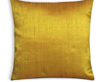 Handmade Mustard Raw Silk Pillow Cover, Decorative Cushion, Throw Pillow