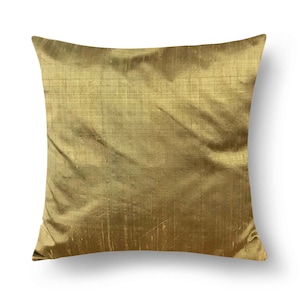 Dull Gold Silk Pillow Cover, Pure Silk Cushion Cover, Entryway Decorative Throw Pillow, Wedding Gift, Housewarming Gift, Bridal Shower Gift