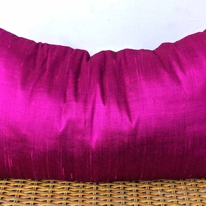 Fuchsia Solid Color Raw Silk Pillow Cover - Dupion Silk Pillow Cover Big Size Cushion Cover - Home Decor Throw Pillow - Pink Silk Cushions