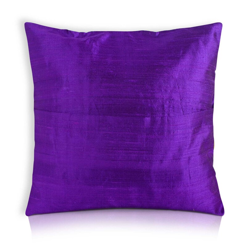 Purple and Yellow Color Block Raw Silk Pillow Cover Dupioni Etsy