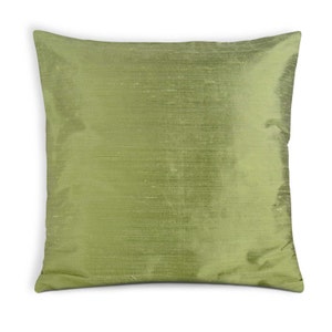 2 Pc Silk Pillow Covers, Pistachio / 20x20 Inch / Sage Pure Silk Pillow Cover-Silk Throw Pillow-Decorative Cushion Cover in Green Silk