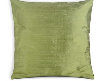 2 Pc Silk Pillow Covers, Pistachio / 20x20 Inch / Sage Pure Silk Pillow Cover-Silk Throw Pillow-Decorative Cushion Cover in Green Silk