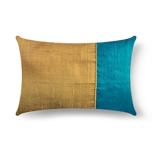 Hazel and Peacock Dupioni Silk Pillow Cover, Lumbar Pillow, Housewarming Gift, Handmade Silk Pillow, Gift For Her, Living Room Decoration