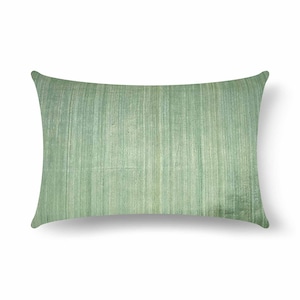 Mint Tussar Silk Pillow Cover - Mint Grey Silk Lumbar Pillow - Warming Gift - Handmade Silk Throw Pillow - Decorative Silk Cushion Cover